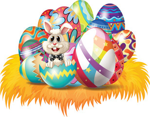 Easter bunny with Easter eggs vector 
