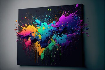  a colorful painting on a wall with a black background and a white wall with a gray wall and a gray wall with a white wall and a black wall with a white wall with a black wall with a.  generative ai