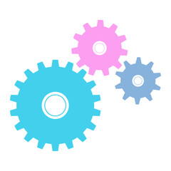 Vector of three colored cog wheels interacting with each other