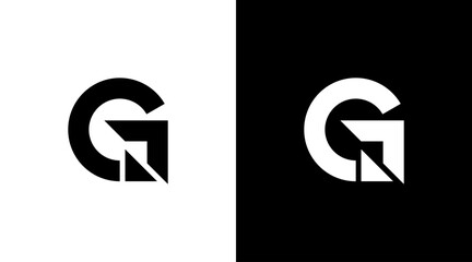 Technology vector logo g monogram letter initial black and white icon Designs templates