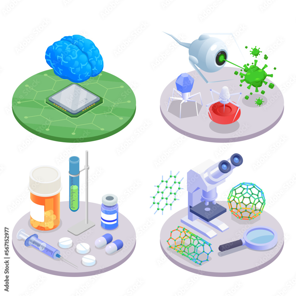 Wall mural Nanotechnology Isometric Design Concept