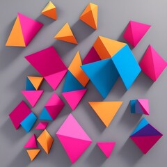 Geometric Low Poly 3D CGI Render Wallpaper Background, AI Generated. 