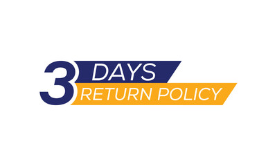 3 days return policy icon, 3 days return policy typography