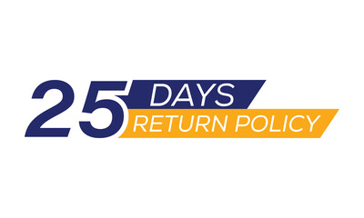 25 days return policy icon, 25 days return policy typography
