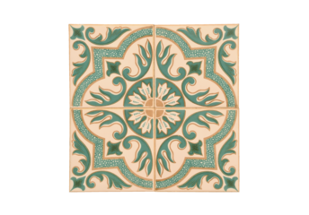 Pattern of traditional Portuguese tiles in green and beige colors