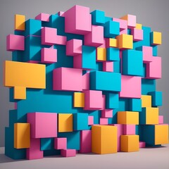 Obraz premium Geometric Low Poly 3D CGI Render Wallpaper Background, AI Generated. 