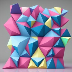 Fototapeta premium Geometric Low Poly 3D CGI Render Wallpaper Background, AI Generated. 