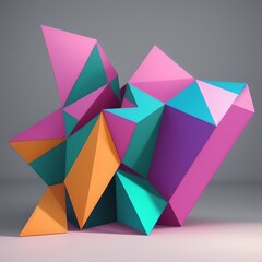 Geometric Low Poly 3D CGI Render Wallpaper Background, AI Generated. 
