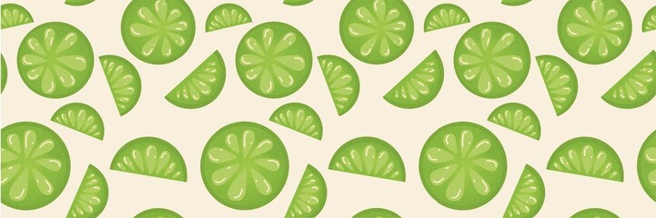 Lime lemon green fruit repeat seamless pattern illustration vector wallpaper background banner label hand drawn texture healthy diet food icon colours 
