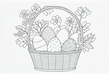 Ostern Ausmalbild f&uuml;r Kinder - Generative Ai