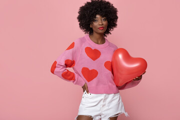 Valentine's day - Beautiful female model with afro hair.