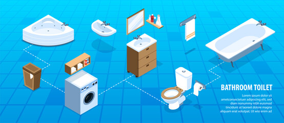 Bathroom Isometric Infographics