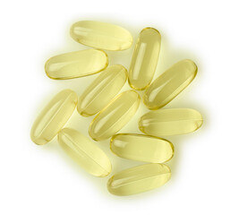 top view of fish oil supplements isolaled