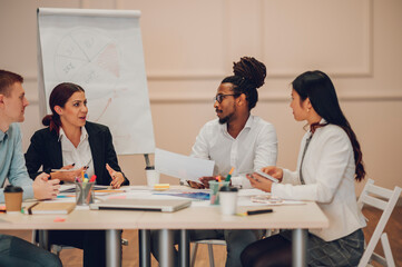 Multiracial business team having a meeting in office