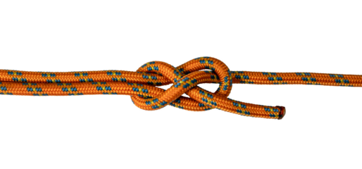 sheet bend knot orange rope example, png transparent background