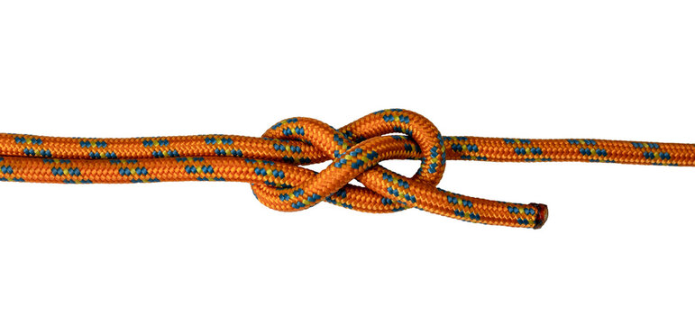sheet bend knot orange rope example, png transparent background