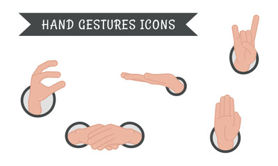 Set of different hand gesture icons Vector illustration