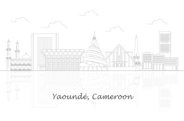 Fototapeta na wymiar Outline Skyline panorama of city of Yaoundе, Cameroon - vector illustration