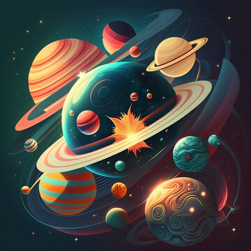 Cartoon universe A crazy art of the universe in a cartoony look to  it perfect for logos , clothing, and more 