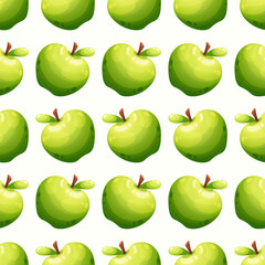 Seamless pattern with juicy green apple on a light white background, summer pattern with fruit