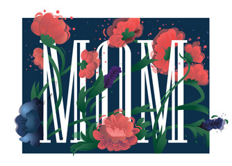 mom floral text, lettering for mothers day