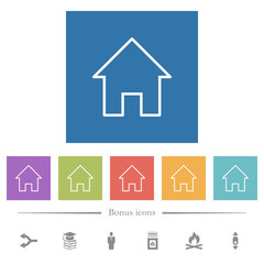 Obraz premium Home outline flat white icons in square backgrounds