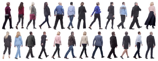 group of successful business people in motion isolated