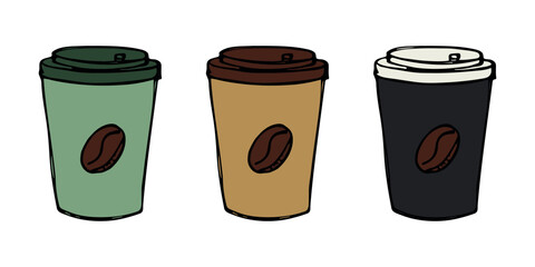 Cute cup of tea or coffee illustration. Simple cup clipart. Cozy home doodle set