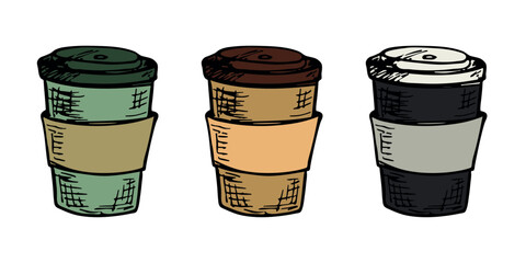 Cute cup of tea or coffee illustration. Simple cup clipart. Cozy home doodle set