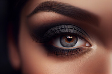 Nahaufnahme von einem geschminkten Auge - Generative Ai 