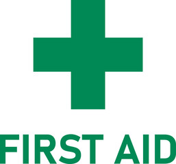Green First Aid Kit Emergency Icon with Cross Symbol Sign. Vector Image.