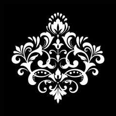 Wallpaper in the style of Baroque. Seamless vector background. White and black floral ornament. Graphic pattern for fabric, wallpaper, packaging. Ornate Damask flower ornament