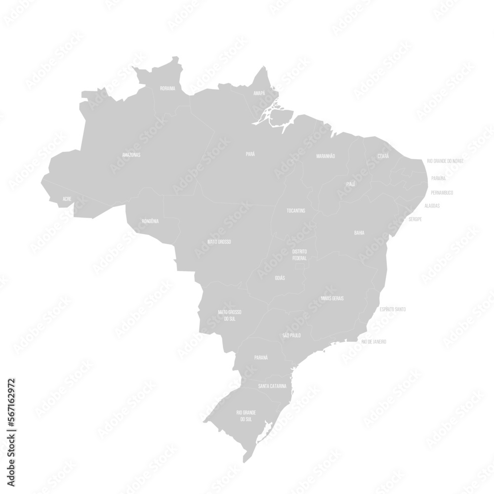 Sticker brazil political map of administrative divisions