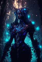 Obraz na płótnie Canvas Goddess of trees standing in forest digital art