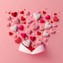 Valentines hearts with pink background