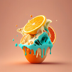 Melted orange ice cream