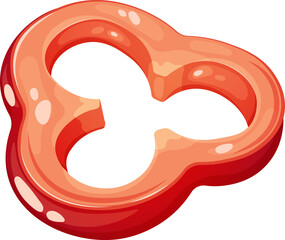Sliced piece of cartoon red pepper on transparent background. Vegetable Collection