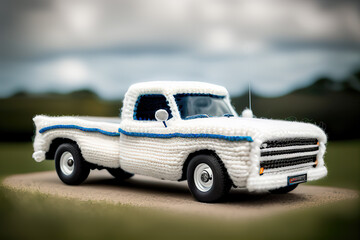 Truck classic model isolated made of woo. Generative AI