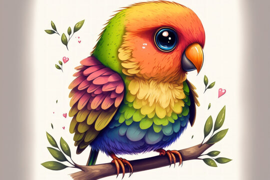 lovebird color on a white background. Generative AI