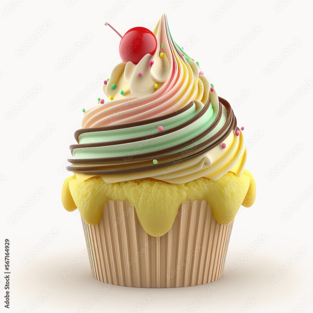 Sticker Celebrate Sweetness with a Beautiful Cupcake on White