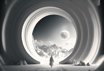 Fantasy fictional world. sketch art for artist creativity and inspiration. generative AI