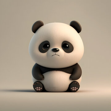 Cute Cartoon Panda Character 3D Rendered