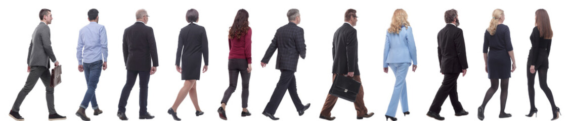 group of successful business people in motion isolated