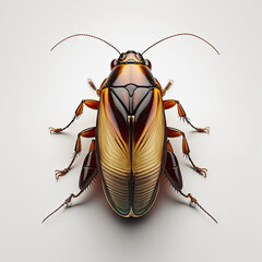a close up of a Cockroach on a white background