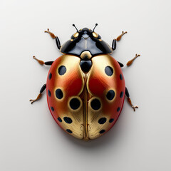 Obraz premium a close up of a colorful lady bug, isolated on white background