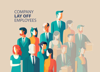 Company lay off employees flat vector illustration, dismissal, quit, problem, leave a job, worker