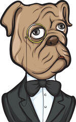 dog portrait with monocle - PNG image with transparent background