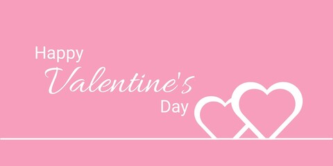 Lettering Happy Valentines Day banner. Valentines Day greeting card template with typography text happy valentine`s day. 