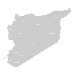 Syria political map of administrative divisions