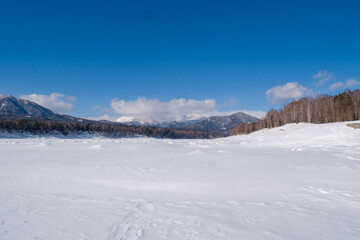 Fototapeta na wymiar 冬の糠平湖（北海道河東郡上士幌町）